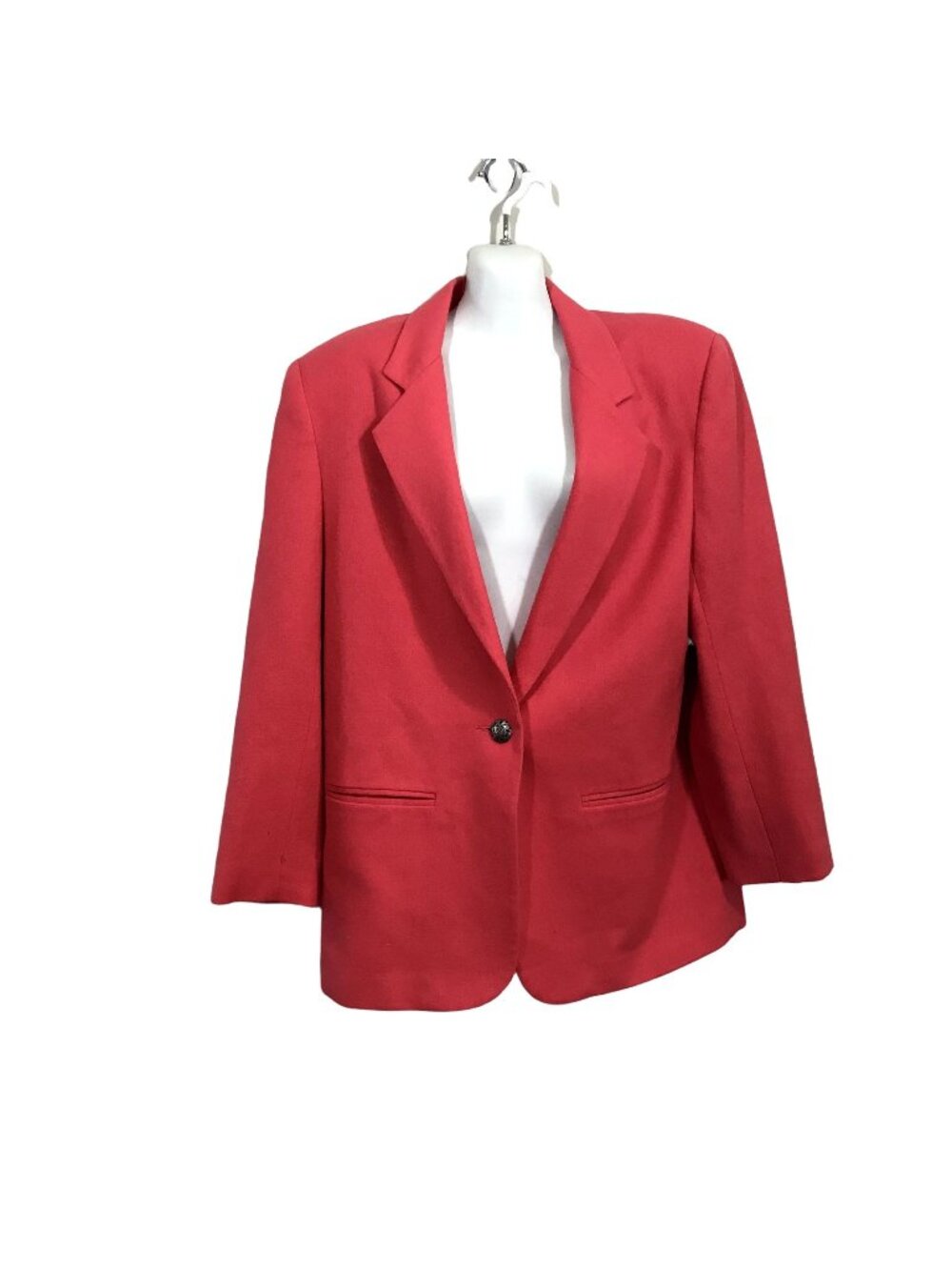 Vintage Savannah Womens Red 1 Button Blazer Suit Jacket Coat Office 100% Wool 10